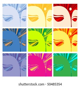 Faces of Buddha, conceptual illustration