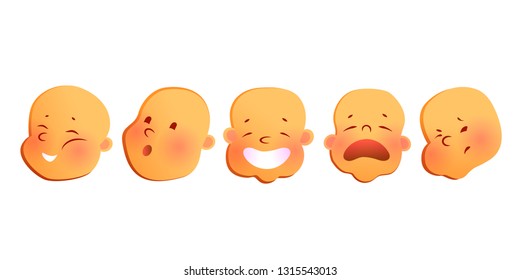 The faces of the child. Different emotions on a white background.