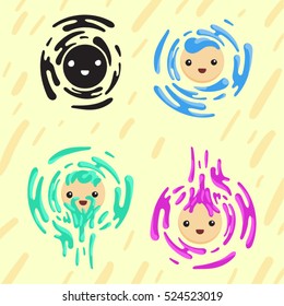 Faces with colorful splashes
