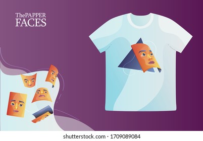Faces from different angles stylish t-shirt and apparel trendy design, typography, print, vector illustration.