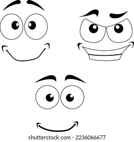 Faces with different emotions of joy, confidence