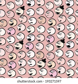 faces with different expressions. seamless background.