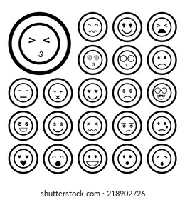 faces emoticon icons cartoon set 