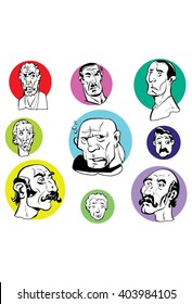 Faces expressions vector illustration with different emotion. Vector file scalable to any.