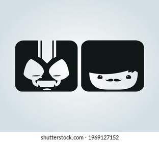 faces and faces in frame form for illustration