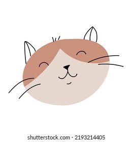 Faces of funny cats. Simple kittens from spots and lines. Cute animal print. Vector illustration isolated on white background.