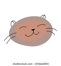 Faces of funny cats. Simple kittens from spots and lines. Cute animal print. Vector illustration isolated on white background.