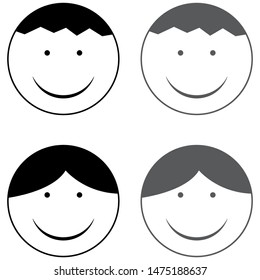 Faces of a girl and a boy vector icon