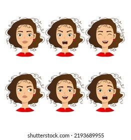 faces of girls with different emotions