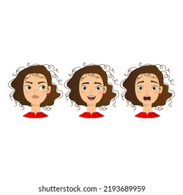 rostros de niñas con diferentes emociones