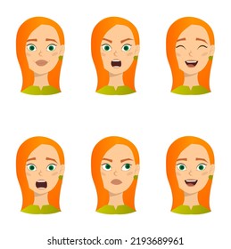 faces of girls with different emotions