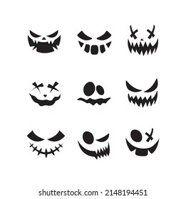 faces of halloween pumpkin or ghost . brush stroke smile.