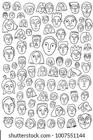 faces  hand drawn doodle set
