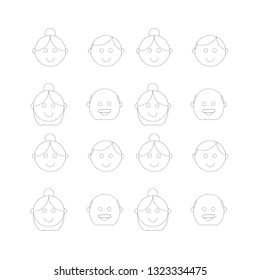 faces icon outline style , vector