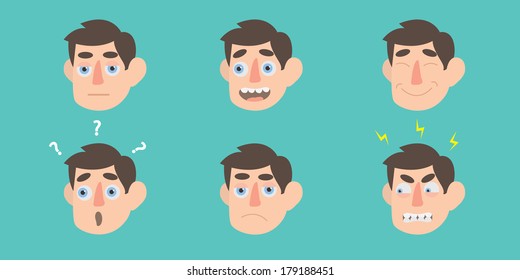 Faces icon set \ Flat design
