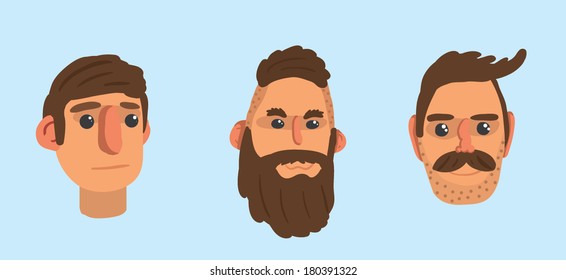 Faces icon set \ Flat design \ Simple \ Minimalism \ Cartoon 