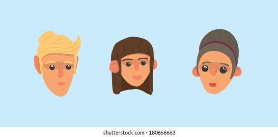 Faces icon set \ Flat design \ Simple  \ Minimalism