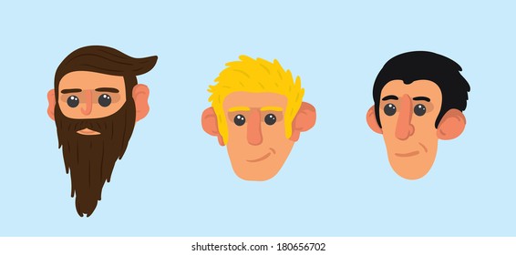 Faces icon set \ Flat design \ Simple  \ Minimalism
