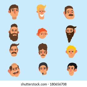 Faces icon set \ Flat design \ Simple  \ Minimalism