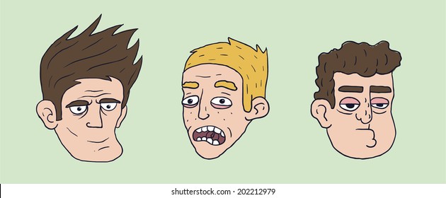 Faces icon set \ Flat design \ Simple  \ Minimalism