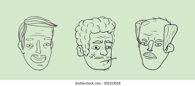 Faces icon set \ Flat design \ Simple  \ Minimalism