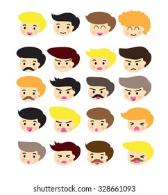 Faces icon set Flat design Simple Minimalism. many