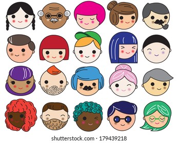 faces illustration set