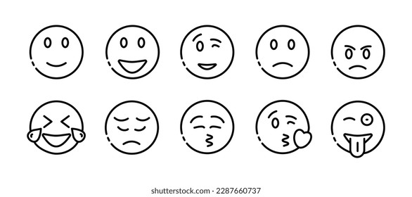 Faces. Line icon, black, set of persons. Vector icons.