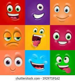 faces masks with mouth and eyes of aliens emoticon