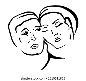 Faces of men and women