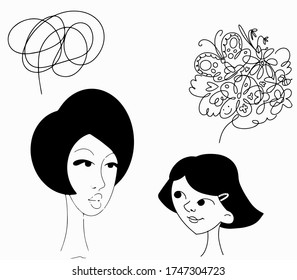 Faces Mother Daughter Concept Psychology Understanding Stock Vector ...