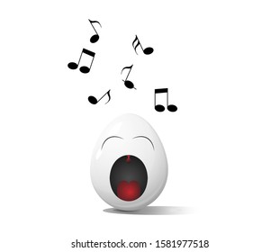 Faces on chicken eggs in the form of facial expressions, reflecting emotions. The concept of sing or screams.