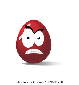 Faces on chicken eggs in the form of facial expressions, reflecting emotions. The concept of racism, aggressive.