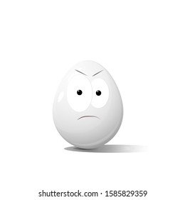 Faces on chicken eggs in the form of facial expressions, reflecting emotions. The concept of displeased.