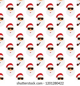 Santa’s faces pattern seamless background.