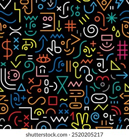 Gesichter von Menschen kreative abstrakte Stil nahtlose Muster , lustige Ausbildung Linie Zeichen und Symbol
