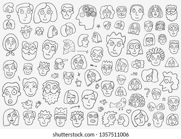faces of people - doodle set