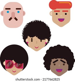 rostros de personas con figuras geométricas