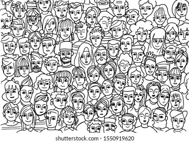 faces de pessoas - ilustração vetorial desenhada à mão