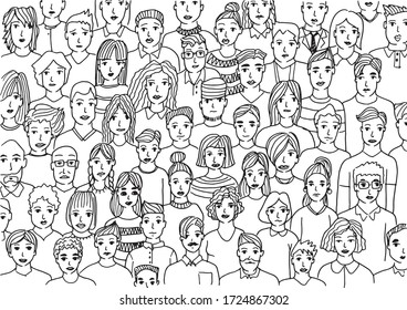 faces of people - hand drawn vector illustration