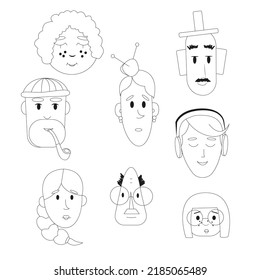 faces of people, men and women. vector illustration. cartoon style