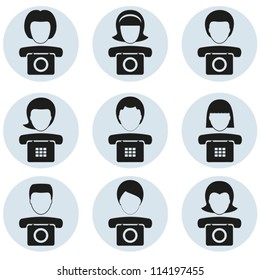 Faces of people at phone.Vector. EPS-10 (non transparent elements,non gradient)