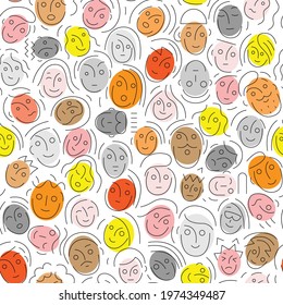 faces of people seamless line background