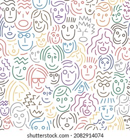 faces of people seamless vector background