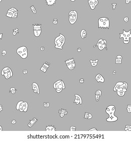 
faces of people seamless vector background
