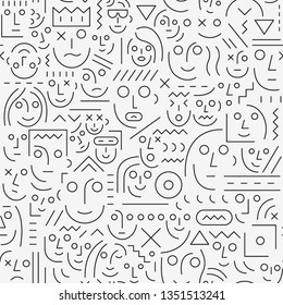 faces of people , social networks - seamless background