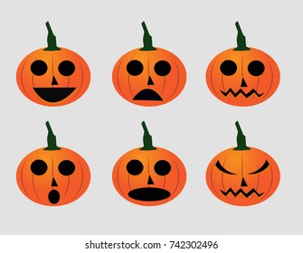 faces pumpkins on a holiday of halloween.