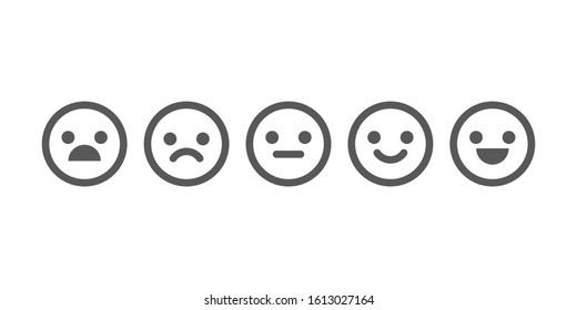 Faces satisfaction level. Range to assess the of your content. Feedback in form of emotions. User experience, customer feedback Vector illustration