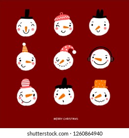 Faces snowmen new year poster