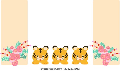 Faces of three tigers New Year's card material